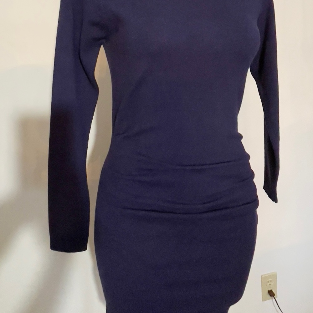 Pullover Factory Navy Sweater Dress Size: Extra Small - Picture 7 of 17